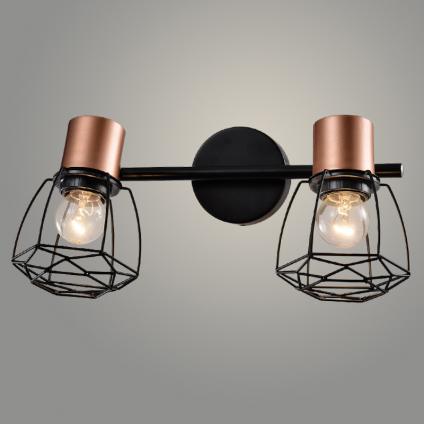 Спот 19521/2 BK+COPPER черный/медь 2x40W E27 h160